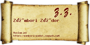 Zámbori Zádor névjegykártya